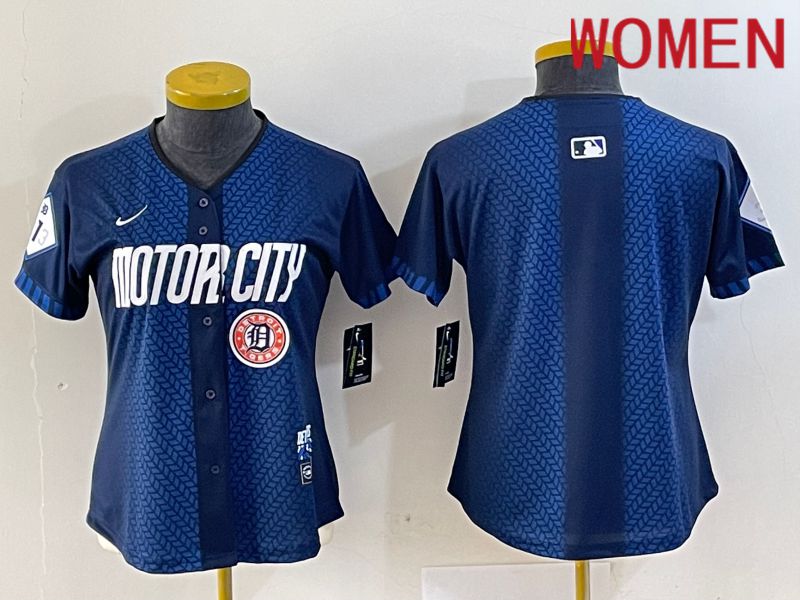 Women Detroit Tigers Blank Blue City Edition Nike 2024 MLB Jersey style 2